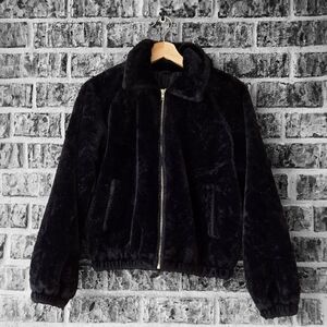 Windsor Black Faux Fur Zip-Up Jacket